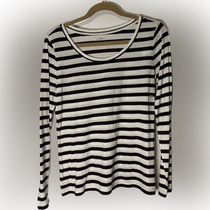 NWT Loft long sleeve black & white striped shirt